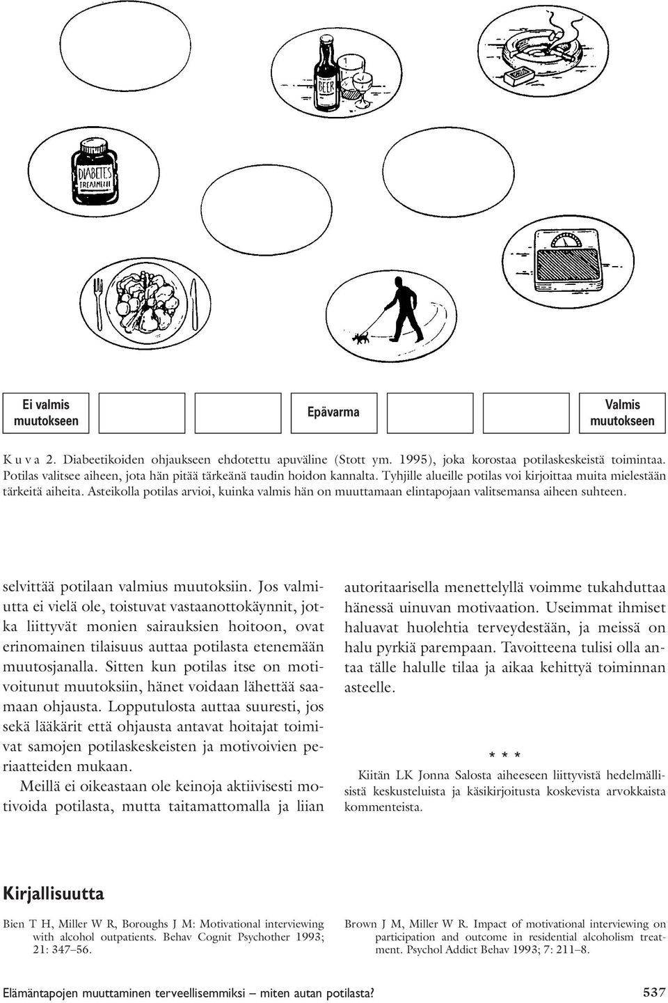 Asteikolla potilas arvioi, kuinka valmis hän on muuttamaan elintapojaan valitsemansa aiheen suhteen. selvittää potilaan valmius muutoksiin.