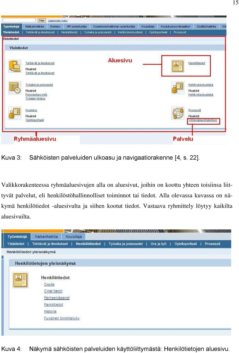 henkilöstöhallinnolliset toiminnot tai tiedot.