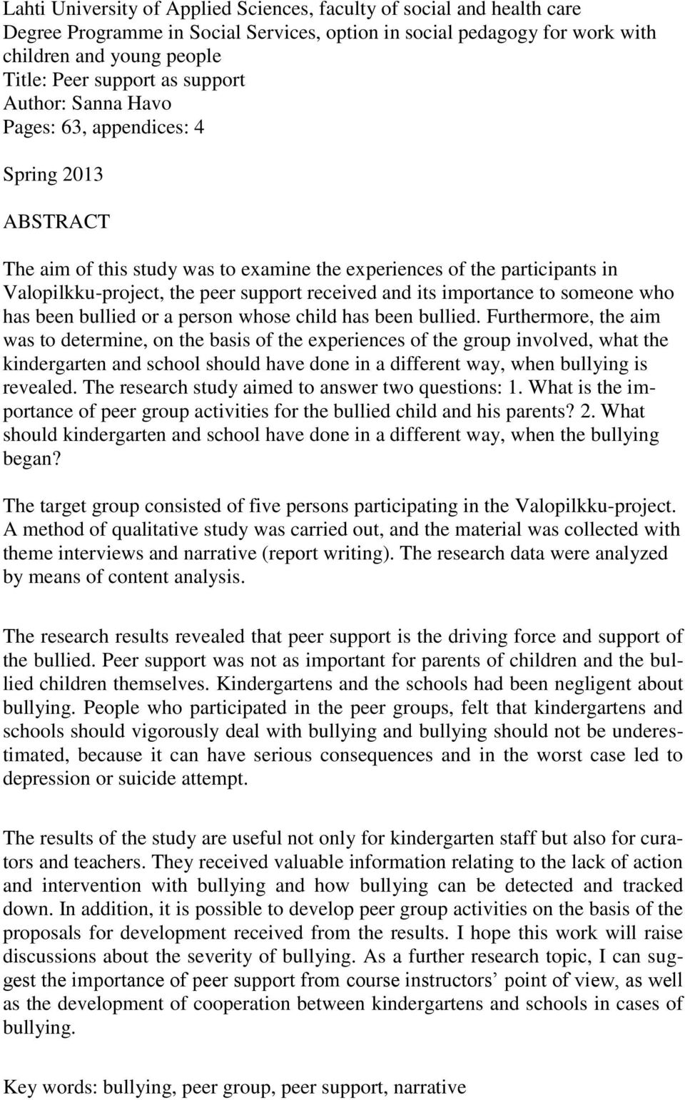 its importance to someone who has been bullied or a person whose child has been bullied.