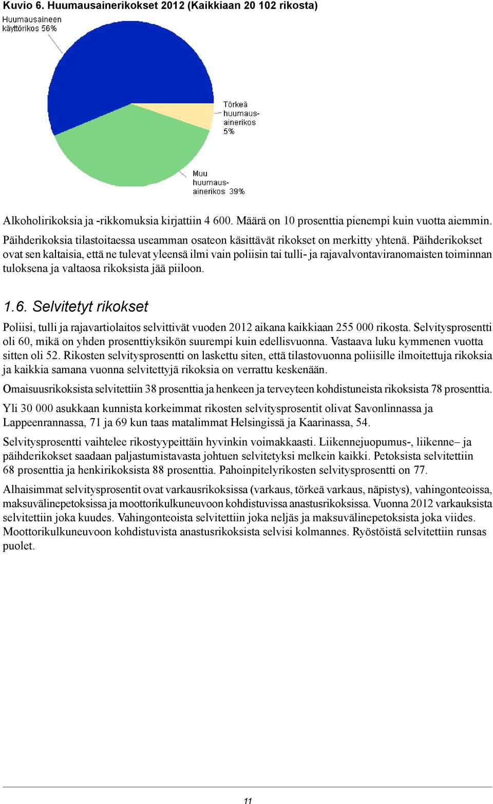 Päihderikokset ovat sen kaltaisia, että ne tulevat yleensä ilmi vain poliisin tai tulli ja rajavalvontaviranomaisten toiminnan tuloksena ja valtaosa rikoksista jää piiloon. 1.6.