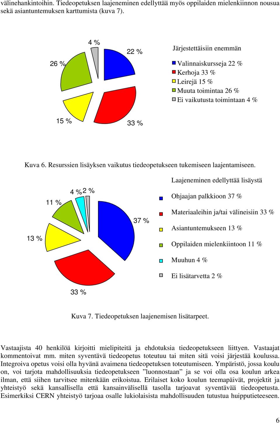 Resurssien lisäyksen vaikutus tiedeopetukseen tukemiseen laajentamiseen.