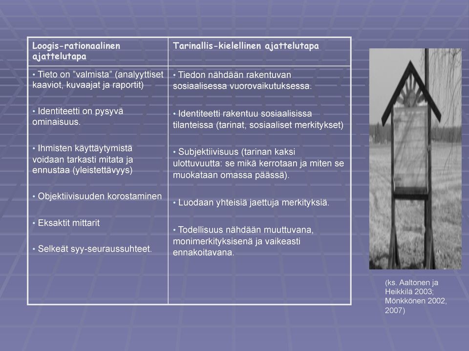 Tarinallis-kielellinen ajattelutapa Tiedon nähdään rakentuvan sosiaalisessa vuorovaikutuksessa.