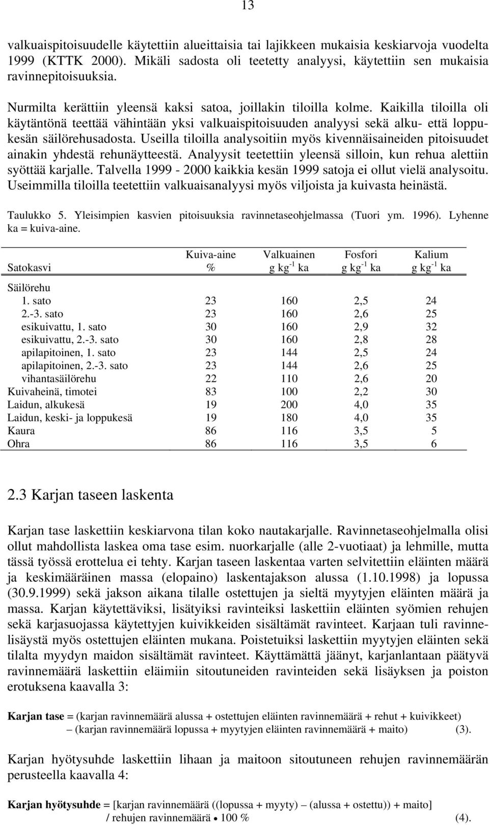 Useilla tiloilla analysoitiin myös kivennäisaineiden pitoisuudet ainakin yhdestä rehunäytteestä. Analyysit teetettiin yleensä silloin, kun rehua alettiin syöttää karjalle.