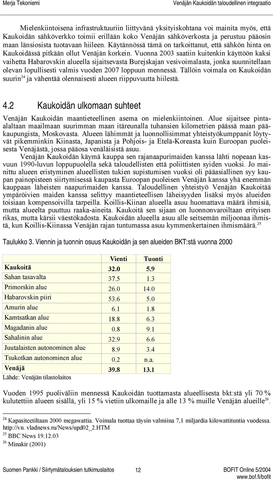 Vuonna 2003 saatiin kuitenkin käyttöön kaksi vaihetta Habarovskin alueella sijaitsevasta Burejskajan vesivoimalasta, jonka suunnitellaan olevan lopullisesti valmis vuoden 2007 loppuun mennessä.