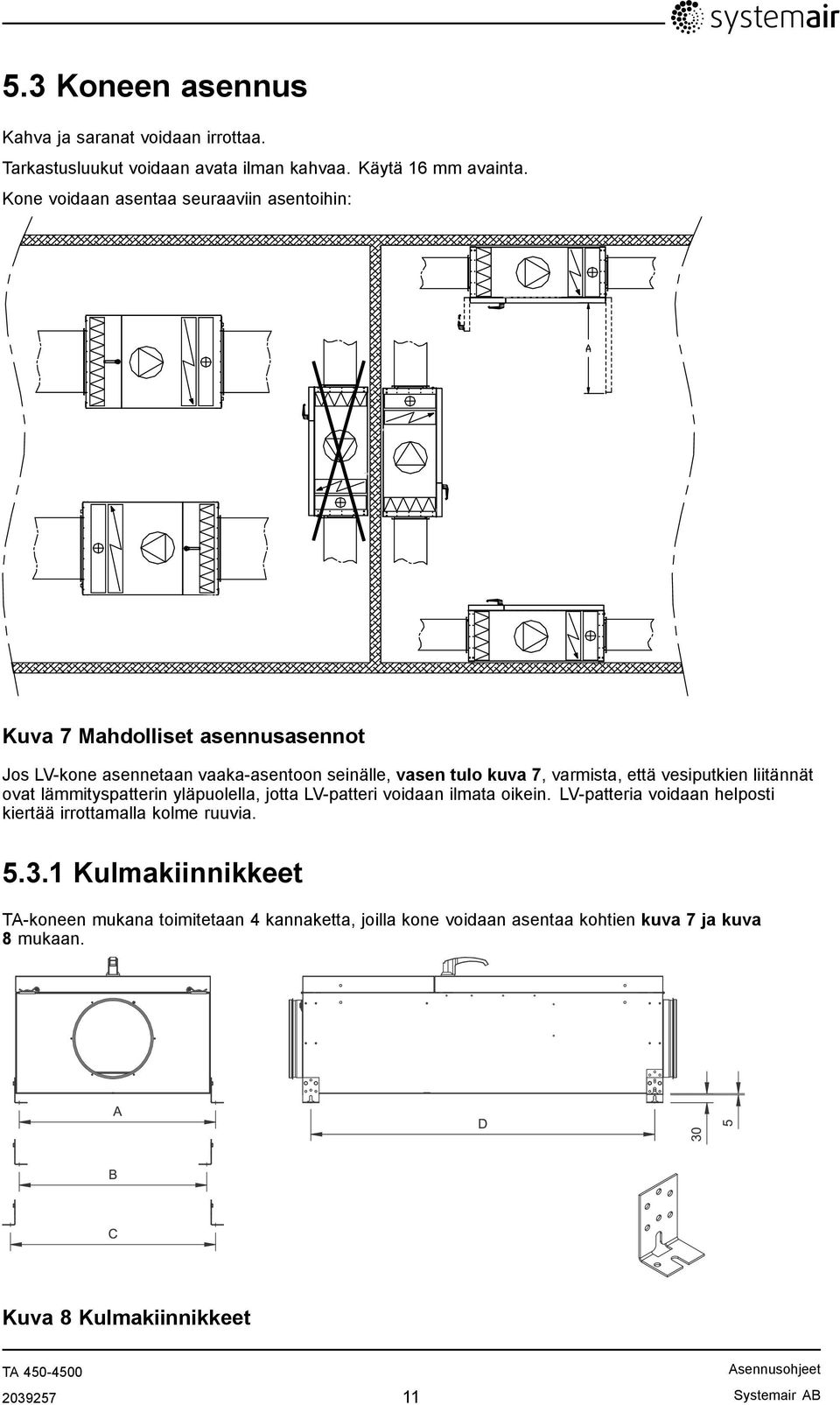 varmista, että vesiputkien liitännät ovat lämmityspatterin yläpuolella, jotta LV-patteri voidaan ilmata oikein.