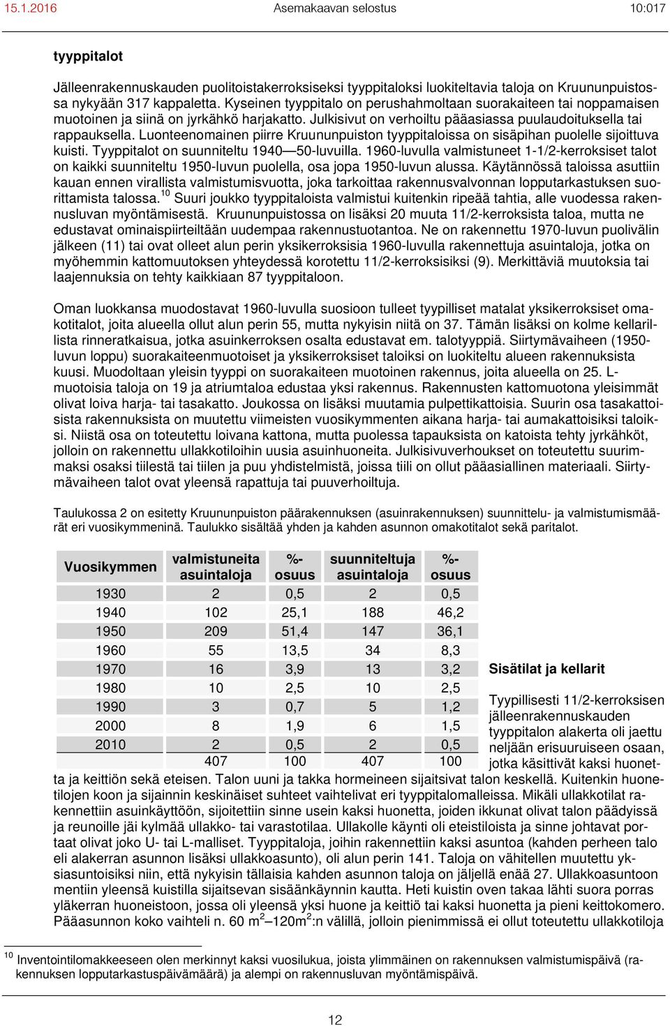 Luonteenomainen piirre Kruununpuiston tyyppitaloissa on sisäpihan puolelle sijoittuva kuisti. Tyyppitalot on suunniteltu 1940 50-luvuilla.