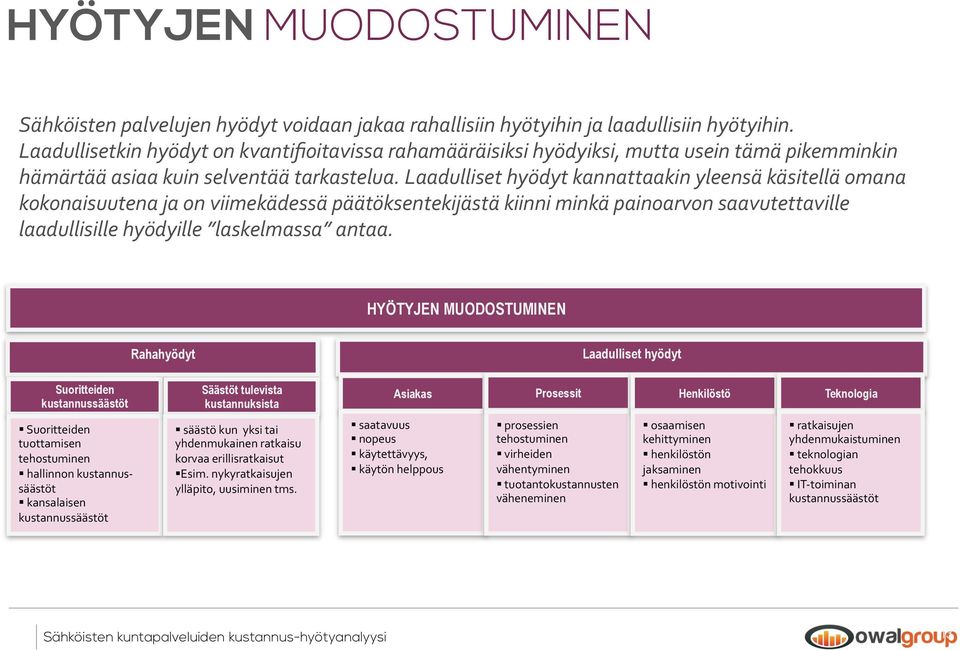 Laadulliset hyödyt kannattaakin yleensä käsitellä omana kokonaisuutena ja on viimekädessä päätöksentekijästä kiinni minkä painoarvon saavutettaville laadullisille hyödyille laskelmassa antaa.