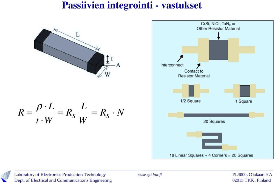 vastukset R = ρ