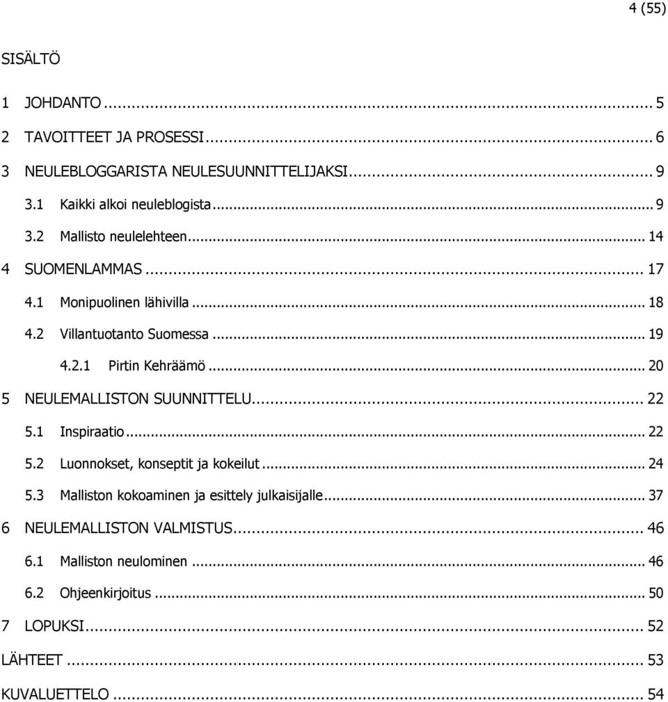 .. 20 5 NEULEMALLISTON SUUNNITTELU... 22 5.1 Inspiraatio... 22 5.2 Luonnokset, konseptit ja kokeilut... 24 5.