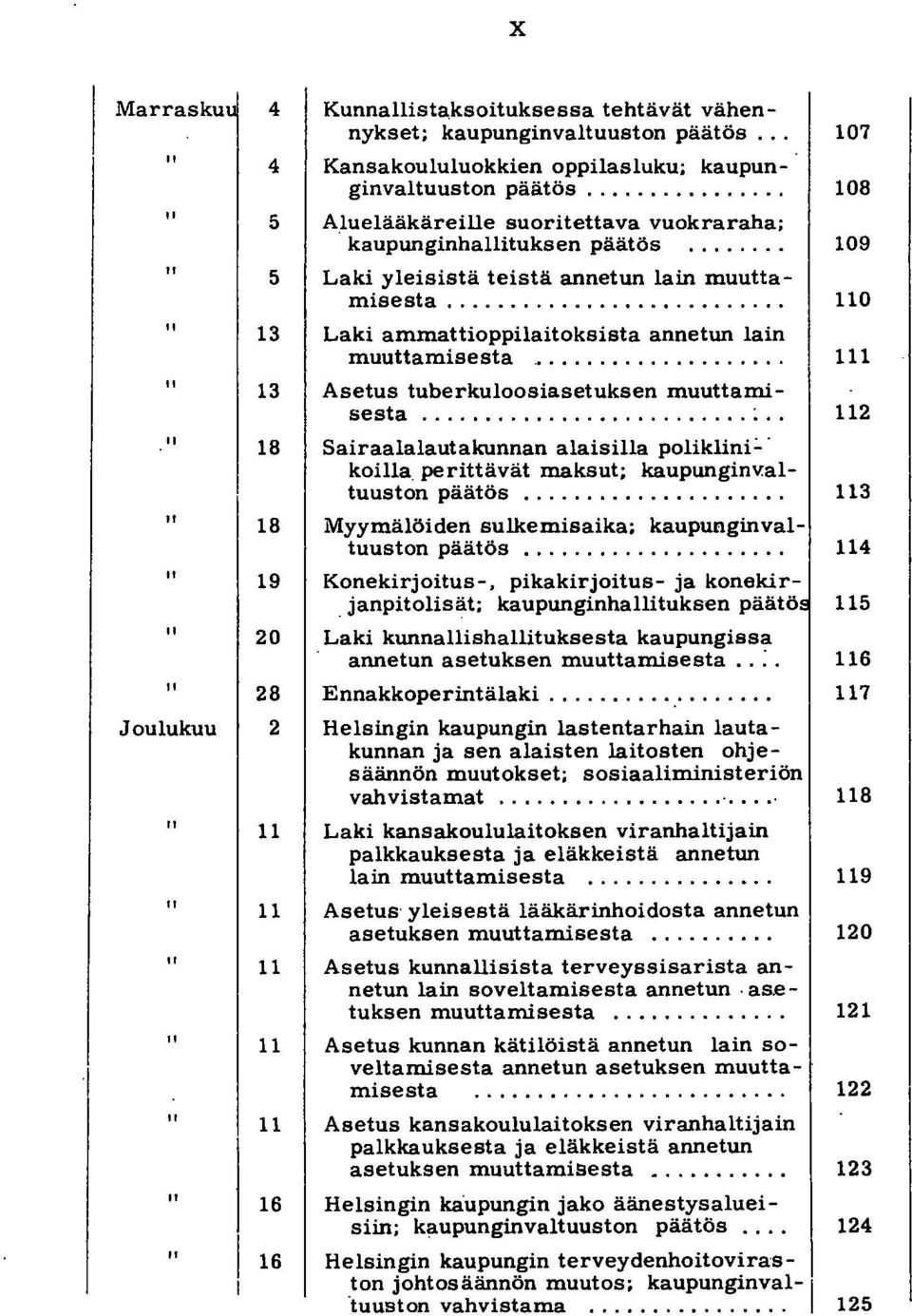 .. 109 Laki yleisistä teistä annetun lain muuttamisesta........................... 110 Laki ammattioppilaitoksista annetun lain muuttamisesta.................... 111 Asetus tuberkuloosiasetuksen muuttamisesta.