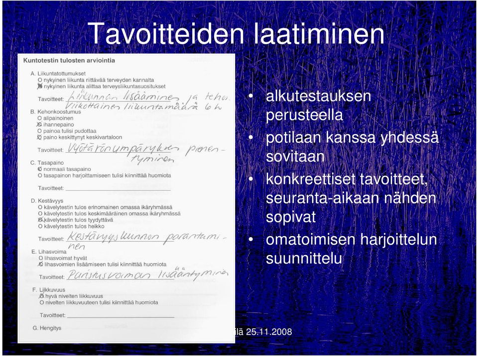 konkreettiset tavoitteet, seuranta-aikaan