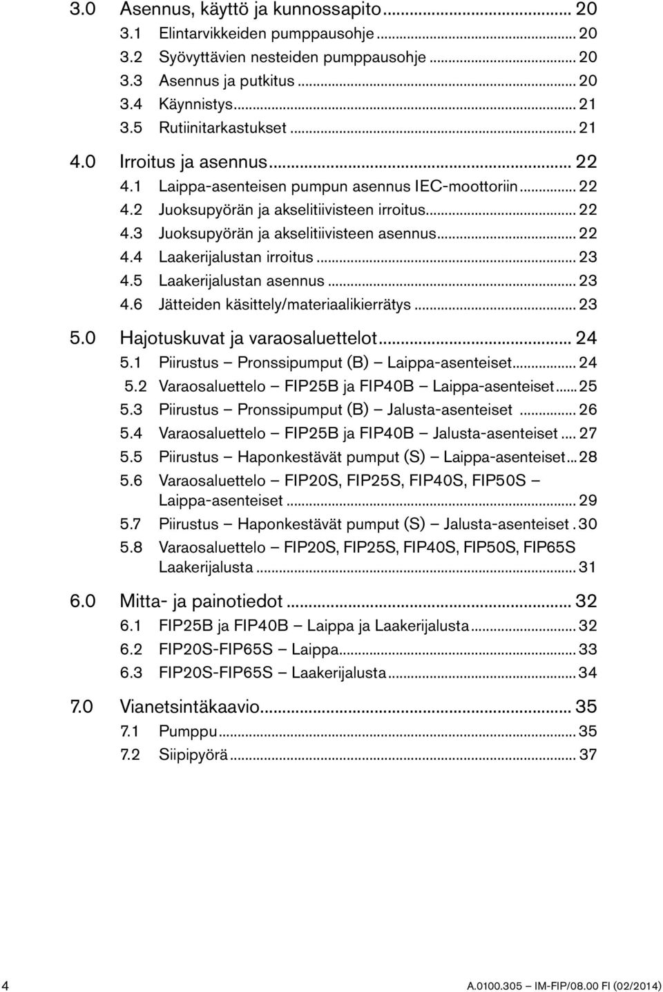 .. 22 4.4 Laakerijalustan irroitus... 23 4.5 Laakerijalustan asennus... 23 4.6 Jätteiden käsittely/materiaalikierrätys... 23 5.0 Hajotuskuvat ja varaosaluettelot... 24 5.