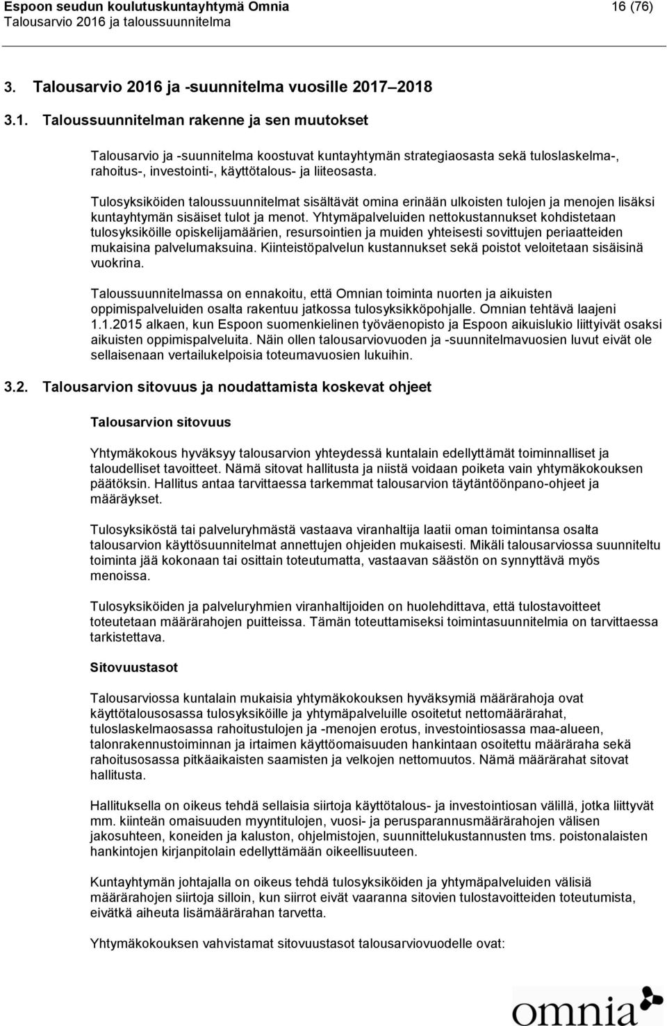 ja -suunnitelma vuosille 2017