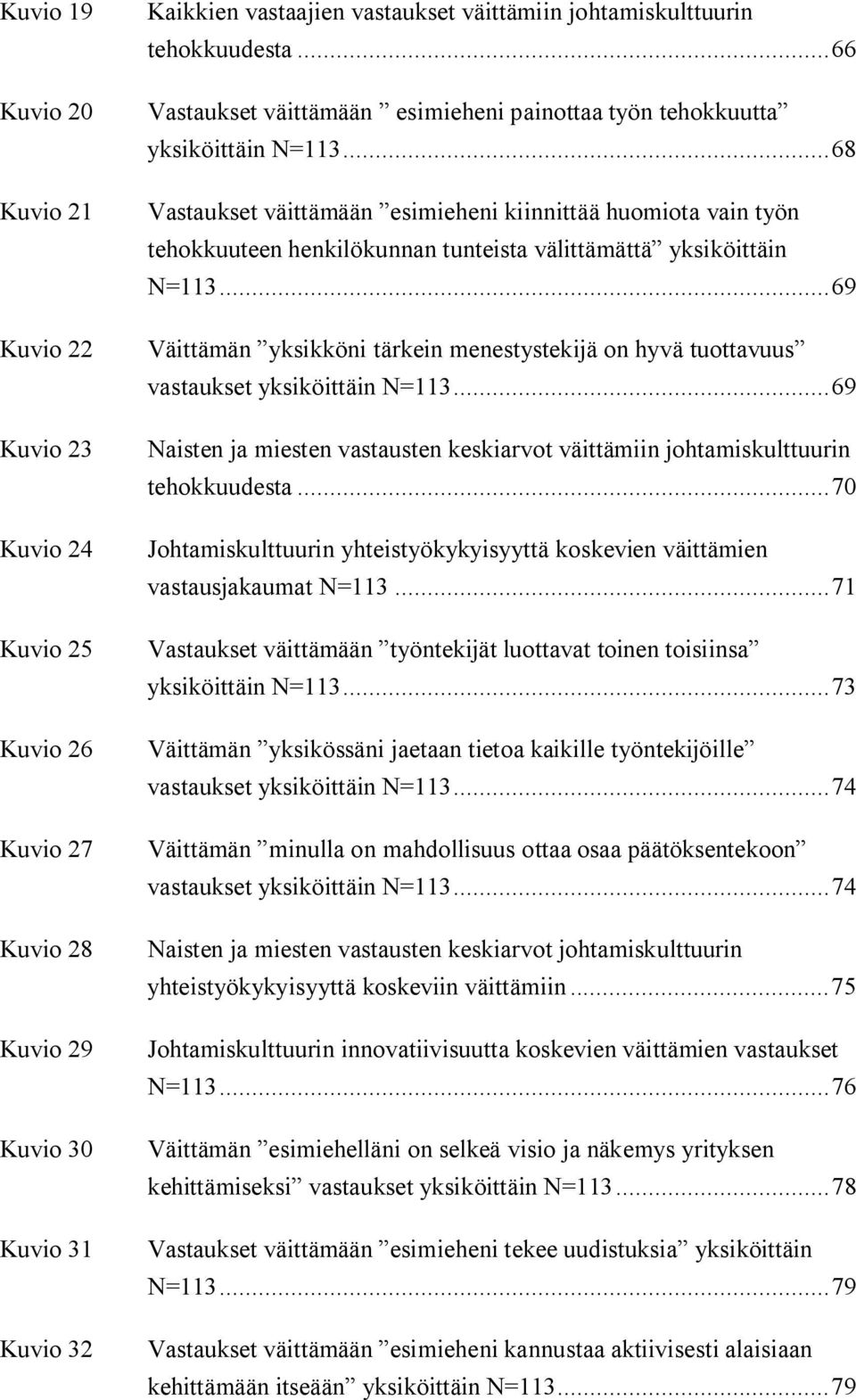 .. 68 Vastaukset väittämään esimieheni kiinnittää huomiota vain työn tehokkuuteen henkilökunnan tunteista välittämättä yksiköittäin N=113.