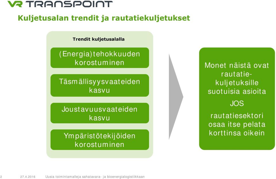 Joustavuusvaateiden kasvu Ympäristötekijöiden korostuminen Monet näistä ovat