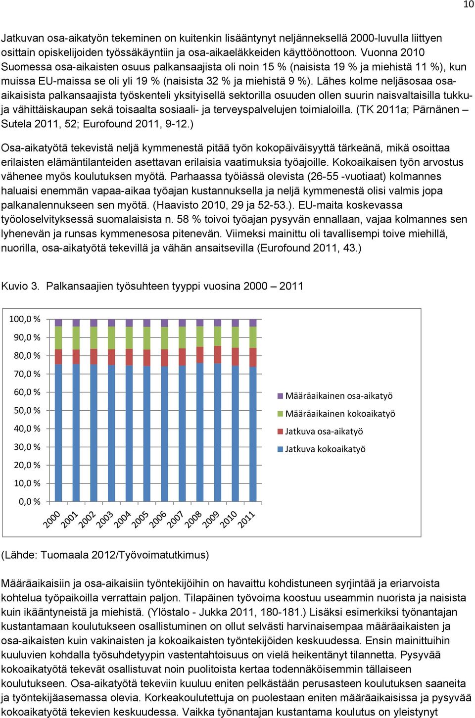 Lähes kolme neljäsosaa osaaikaisista palkansaajista työskenteli yksityisellä sektorilla osuuden ollen suurin naisvaltaisilla tukkuja vähittäiskaupan sekä toisaalta sosiaali- ja terveyspalvelujen