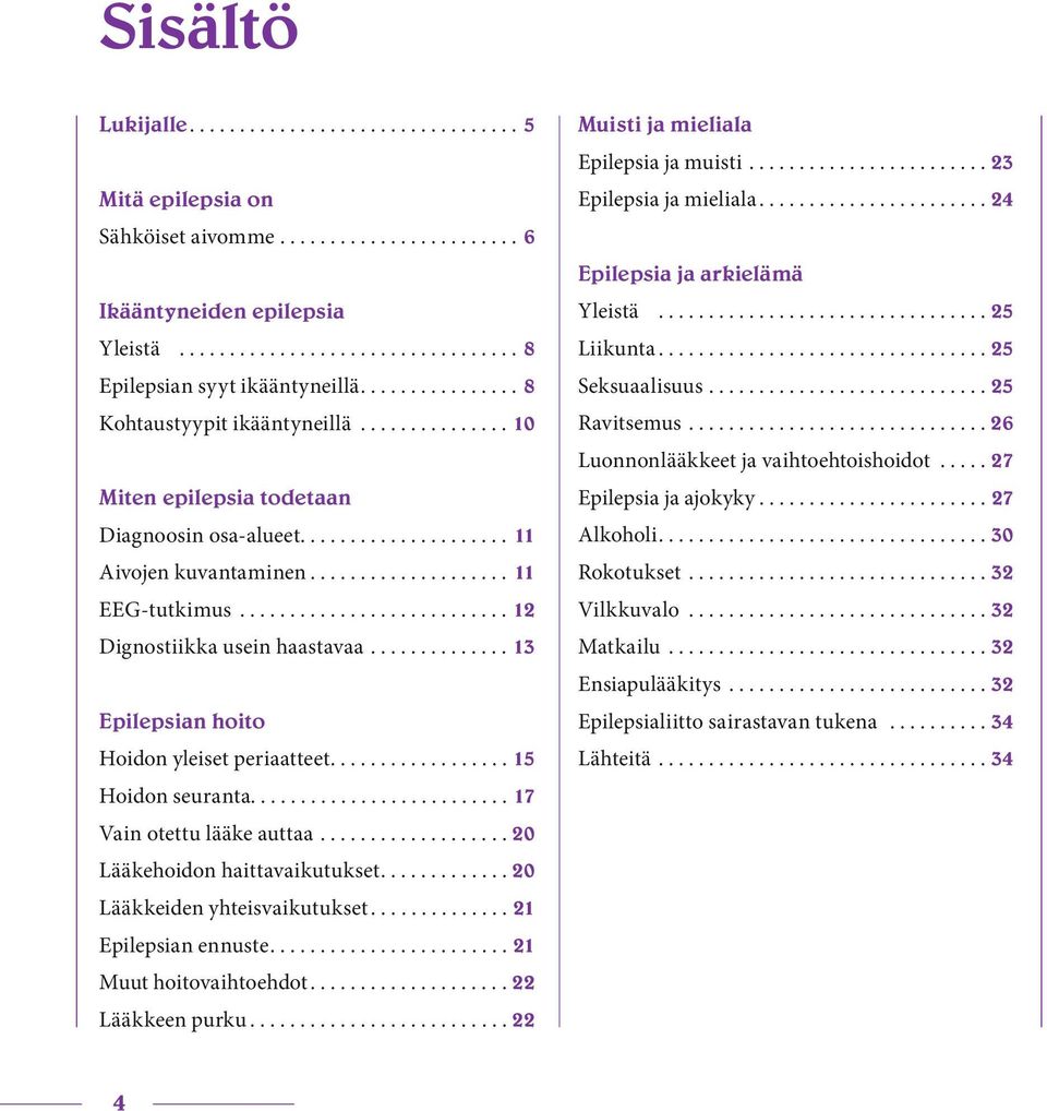 ......................... 17 Vain otettu lääke auttaa...20 Lääkehoidon haittavaikutukset...20 Lääkkeiden yhteisvaikutukset...21 Epilepsian ennuste...21 Muut hoitovaihtoehdot...22 Lääkkeen purku.