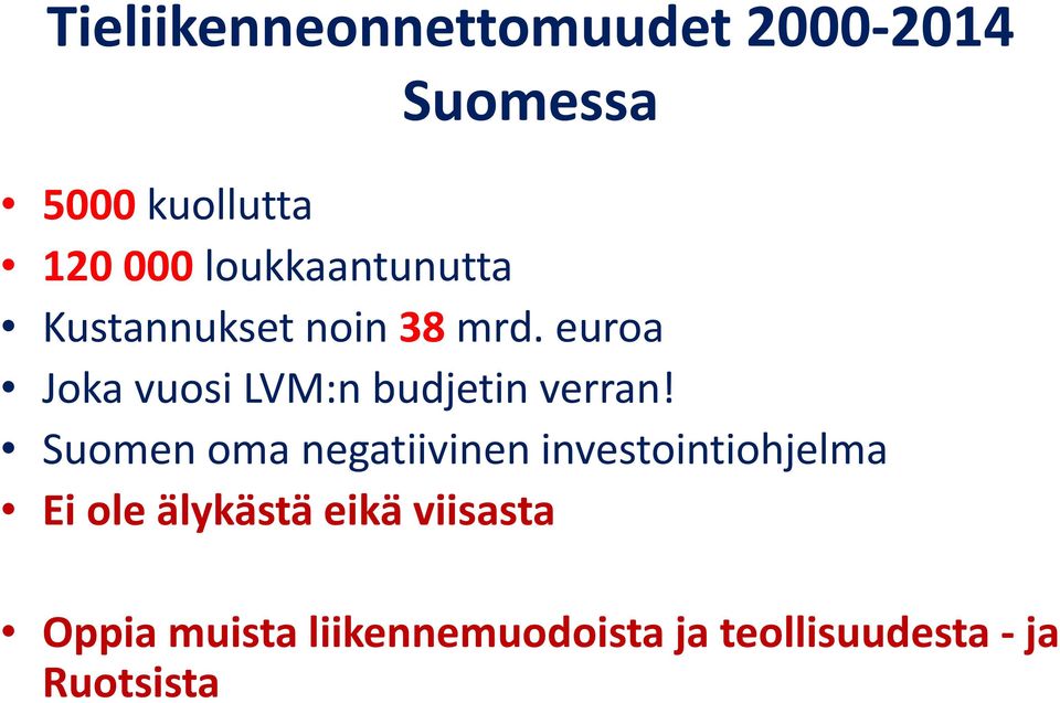 euroa Joka vuosi LVM:n budjetin verran!