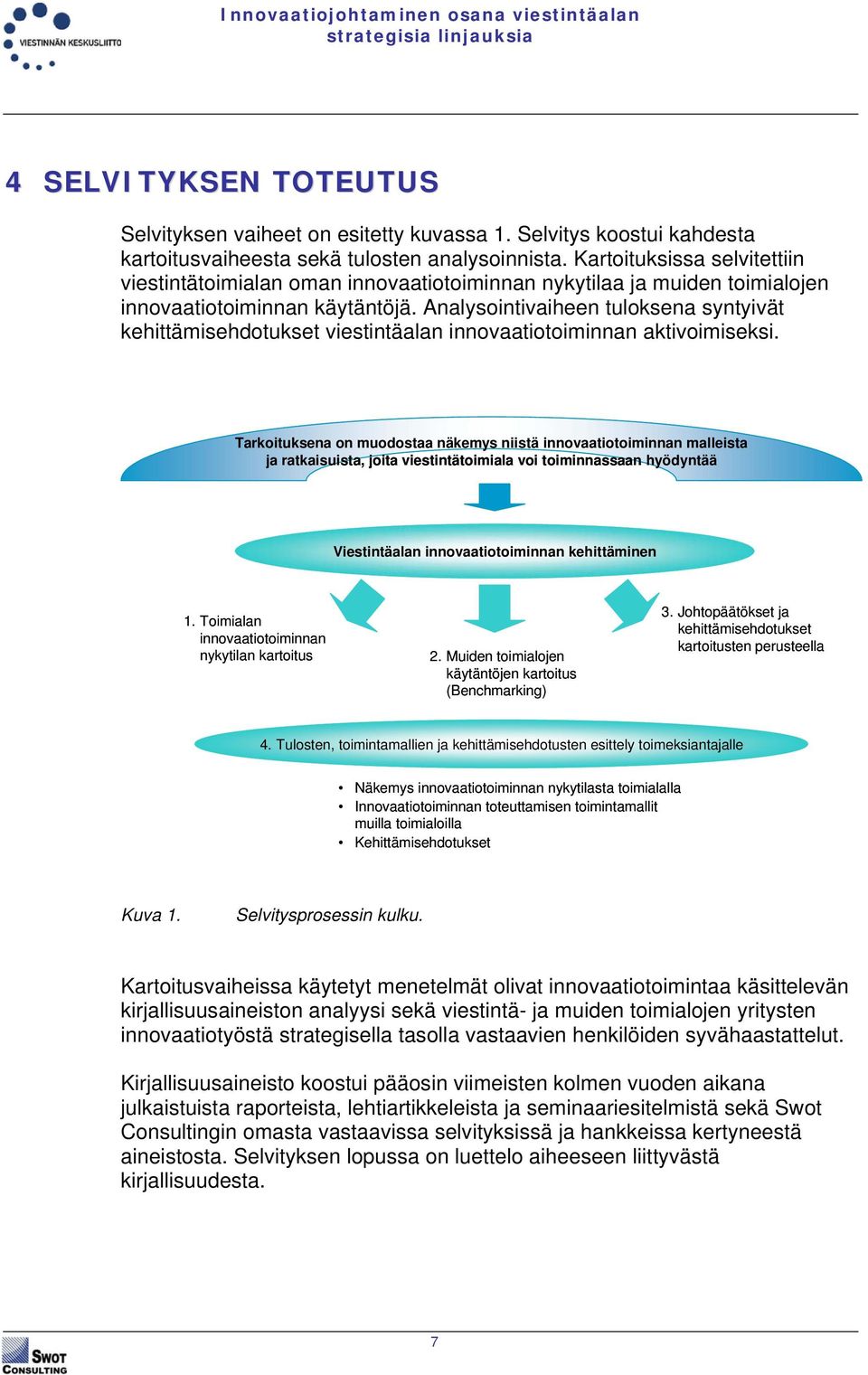 Analysointivaiheen tuloksena syntyivät kehittämisehdotukset viestintäalan innovaatiotoiminnan aktivoimiseksi.