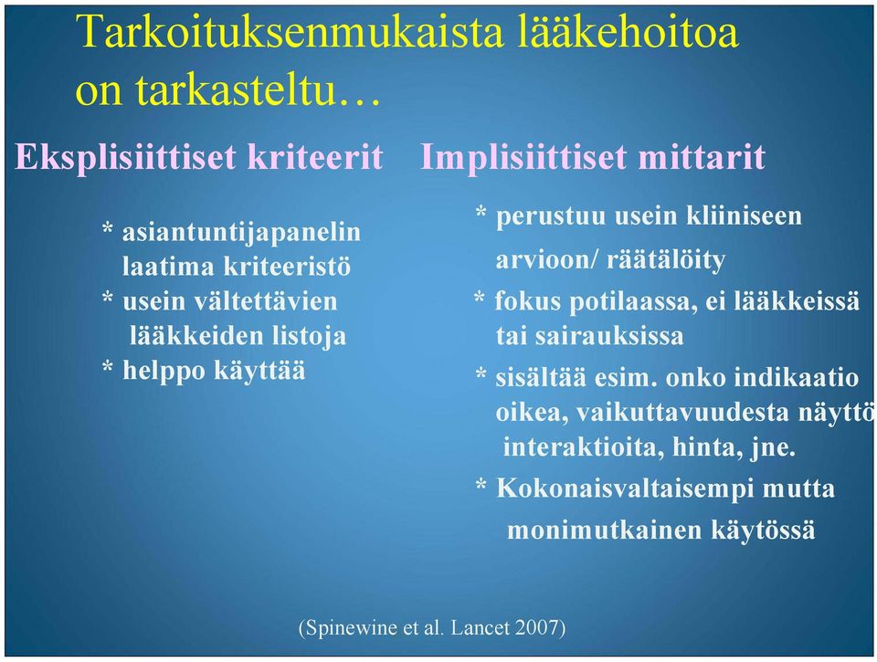 arvioon/ räätälöity * fokus potilaassa, ei lääkkeissä tai sairauksissa * sisältää esim.