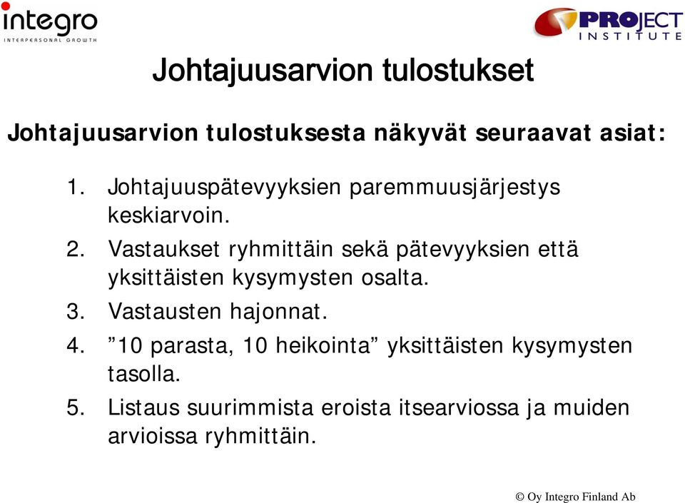 Vastaukset ryhmittäin sekä pätevyyksien että yksittäisten kysymysten osalta. 3.