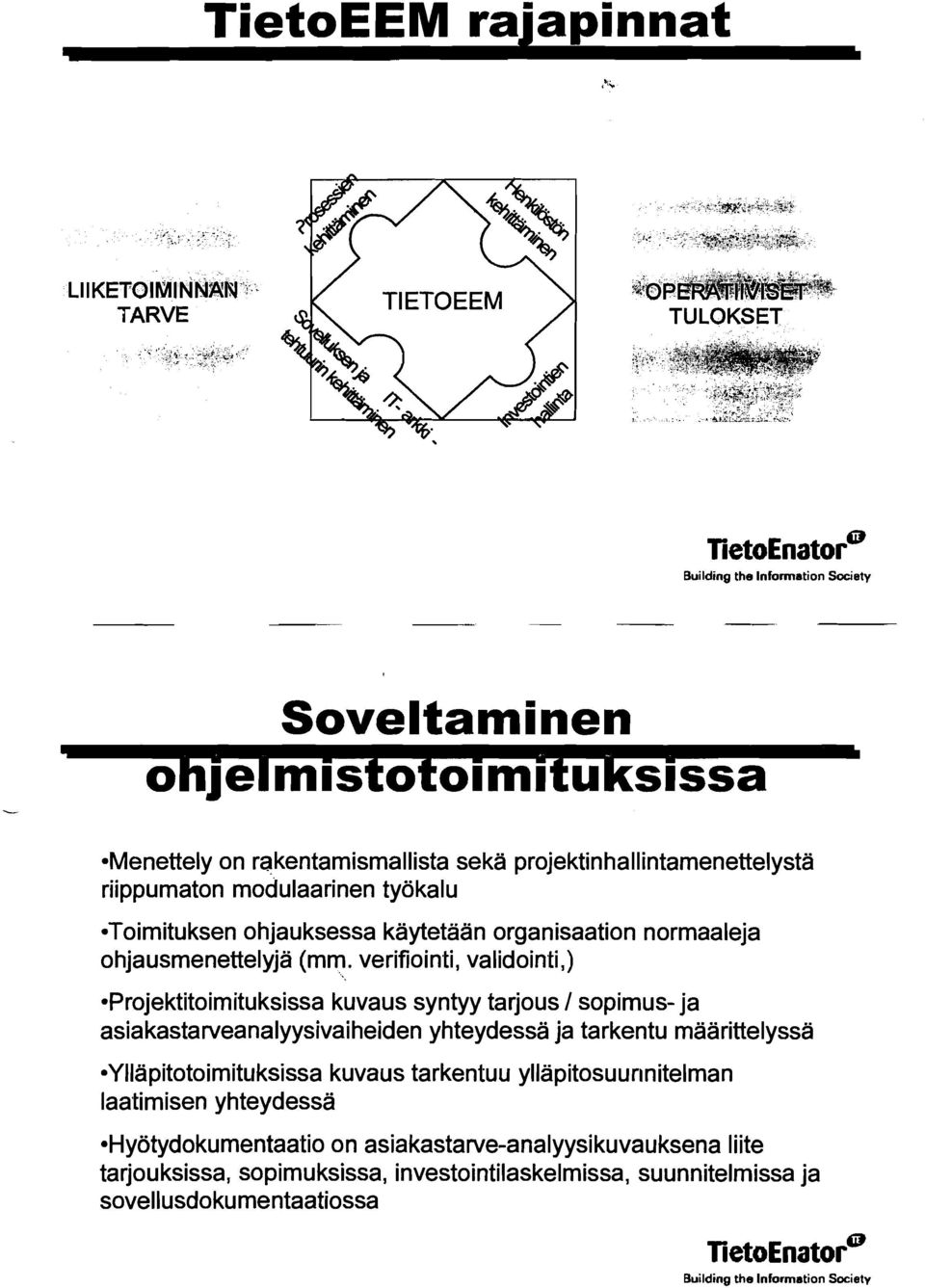 toimituksen ohjauksessa käytetään organisaation normaaleja ohjausmenettelyja (mm. verifiointi, validointi,).