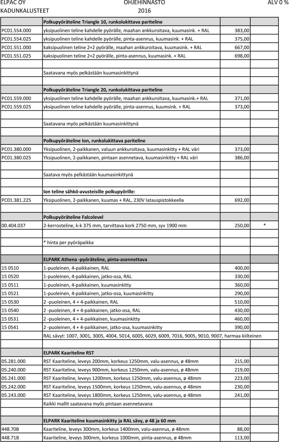 + RAL 698,00 Saatavana myös pelkästään kuumasinkittynä Polkupyöräteline Triangle 20, runkolukittava pariteline PC01.559.000 yksipuolinen teline kahdelle pyörälle, maahan ankkuroitava, kuumasink.