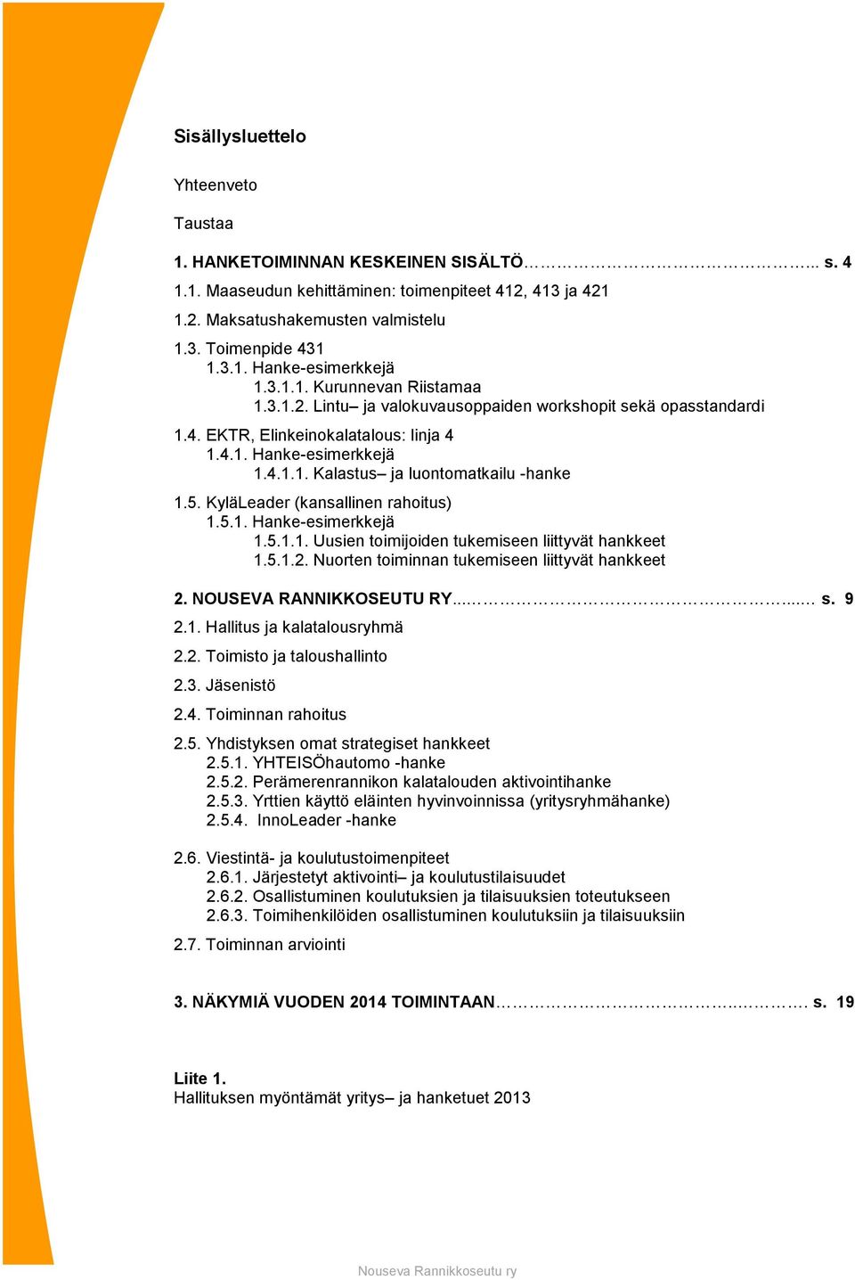 5. KyläLeader (kansallinen rahoitus) 1.5.1. Hanke-esimerkkejä 1.5.1.1. Uusien toimijoiden tukemiseen liittyvät hankkeet 1.5.1.2. Nuorten toiminnan tukemiseen liittyvät hankkeet 2.