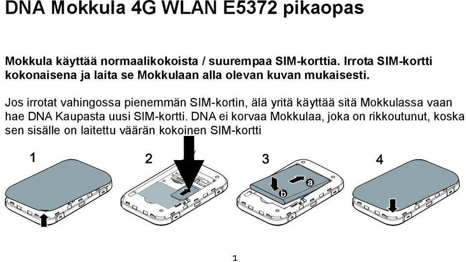 Jos irrotat vahingossa pienemmän SIM-kortin, älä yritä käyttää sitä Mokkulassa vaan hae DNA