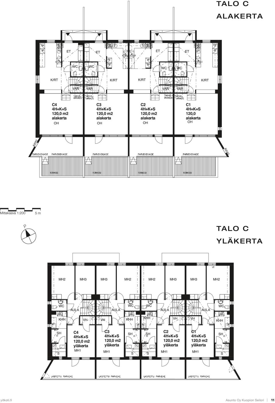 MH3 MH3 AULA AULA AULA AULA H H H H H C4 4H+K+ 120,0 m2 yläkerta C3 4H+K+ 120,0 m2 yläkerta H