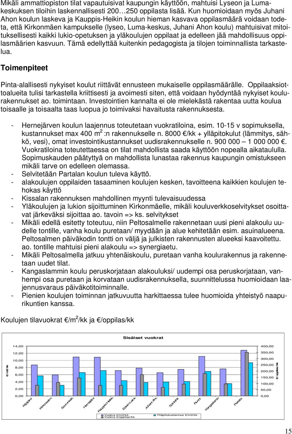 mitoituksellisesti kaikki lukio-opetuksen ja yläkoulujen oppilaat ja edelleen jää mahdollisuus oppilasmäärien kasvuun. Tämä edellyttää kuitenkin pedagogista ja tilojen toiminnallista tarkastelua.