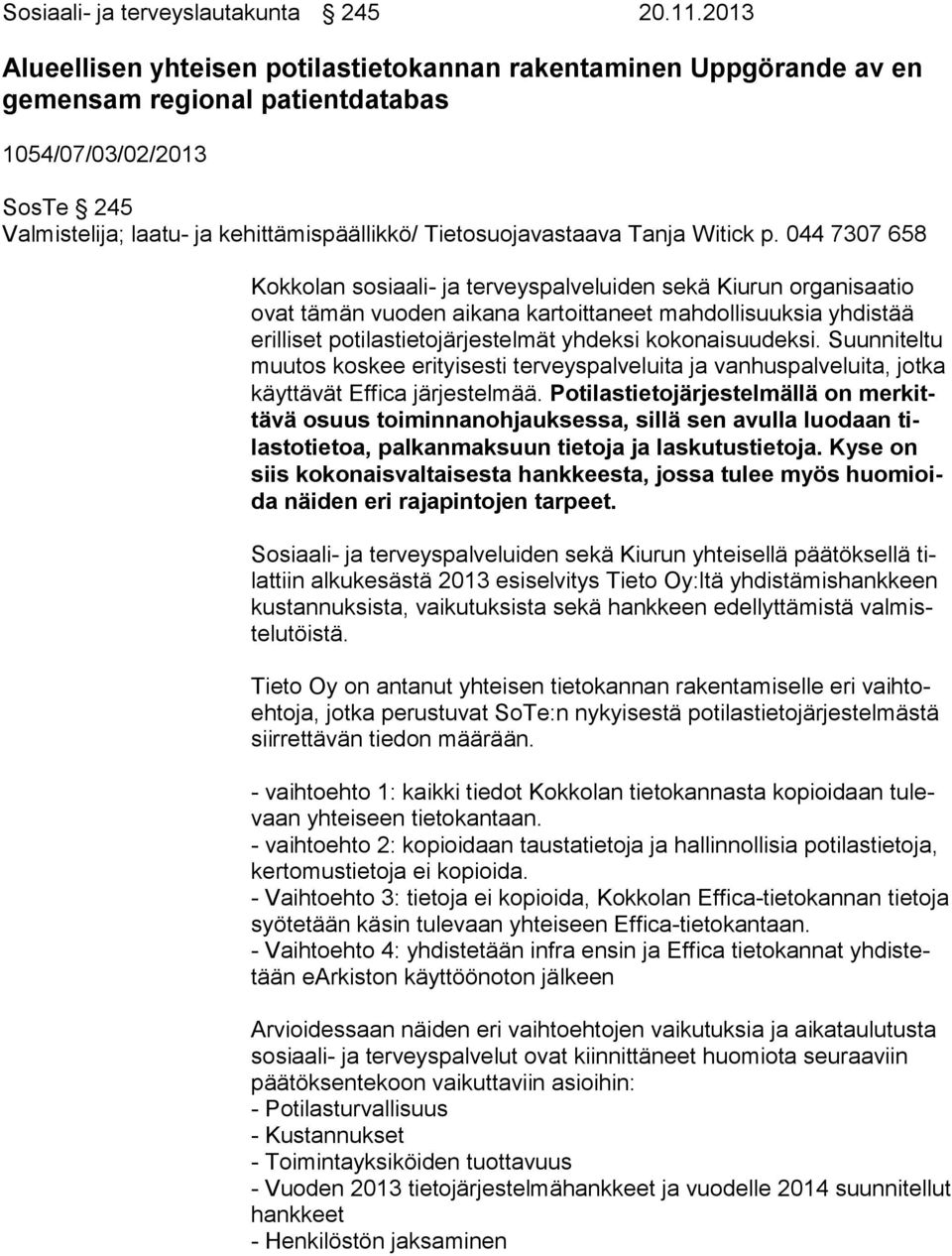 Tietosuojavastaava Tanja Witick p.