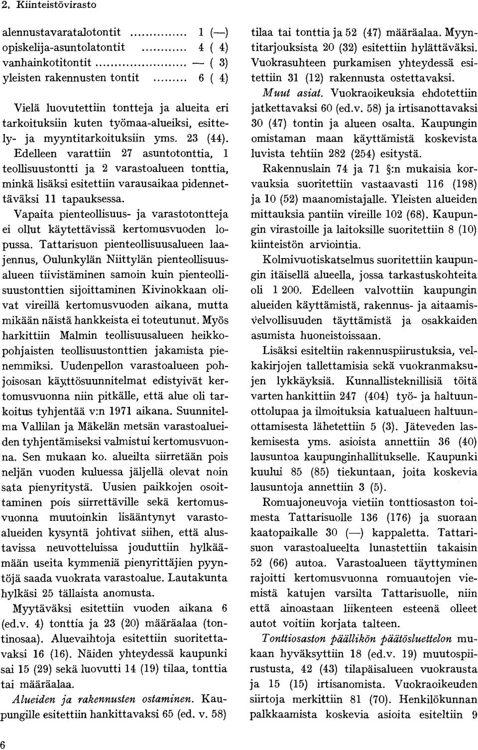 Edelleen varattiin 27 asuntotonttia, 1 teollisuustontti ja 2 varastoalueen tonttia, minkä lisäksi esitettiin varausaikaa pidennettäväksi 11 tapauksessa.