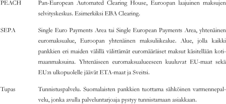 Alue, jolla kaikki pankkien eri maiden välillä välittämät euromääräiset maksut käsitellään kotimaanmaksuina.