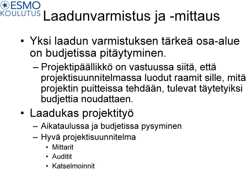 Projektipäällikkö on vastuussa siitä, että projektisuunnitelmassa luodut raamit sille, mitä