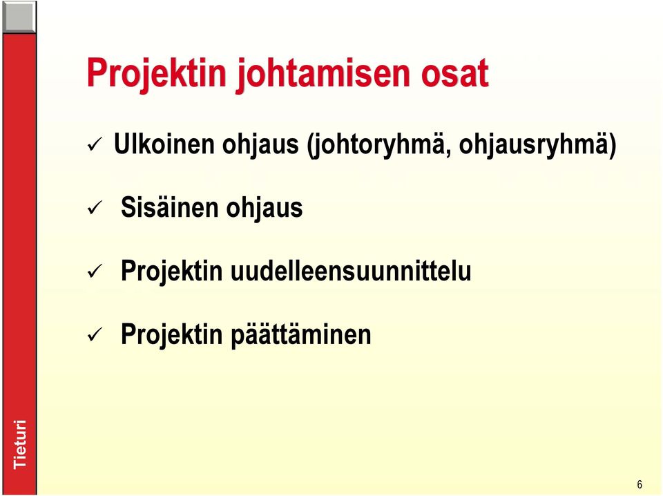 Sisäinen ohjaus Projektin