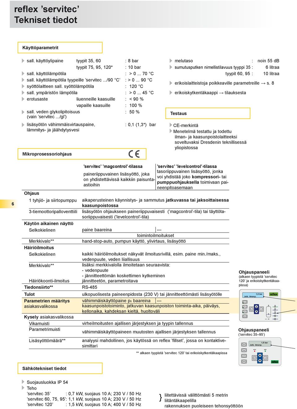 veden glykolipitoisuus : 50 % (vain servitec.