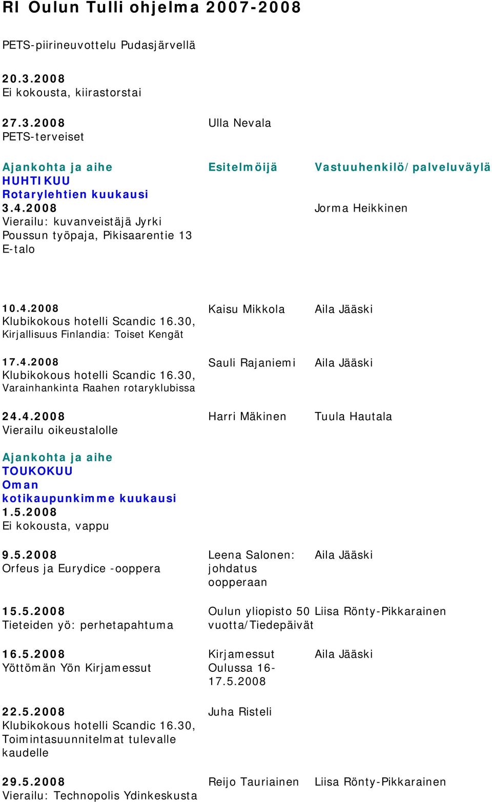 4.2008 Vierailu oikeustalolle TOUKOKUU Oman kotikaupunkimme kuukausi 1.5.