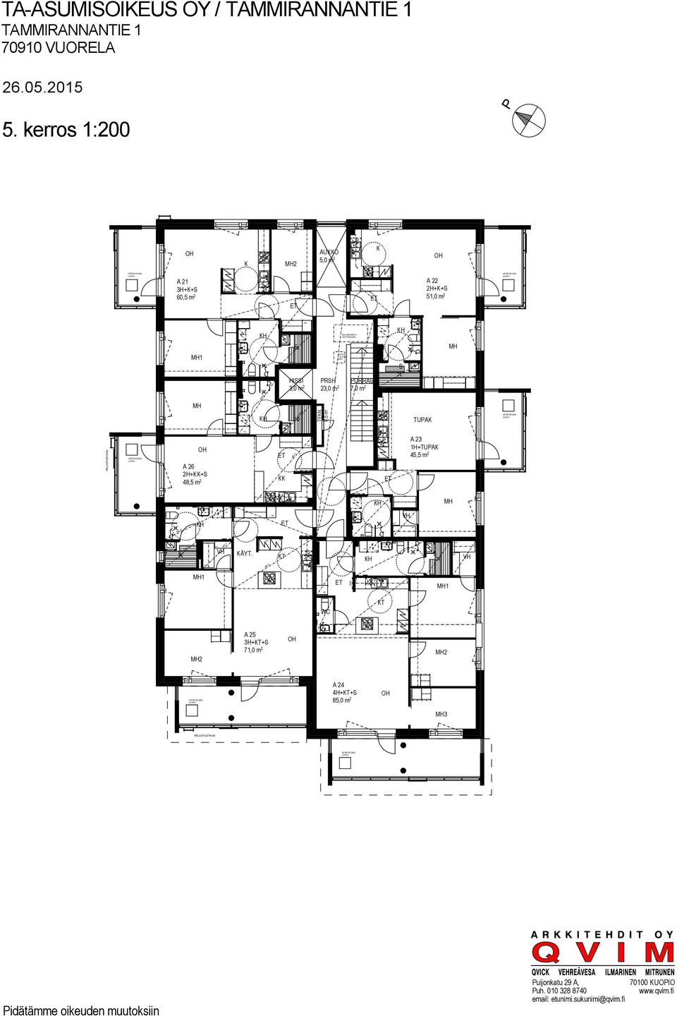 ORRA 3,0 m 2 23,0 m 2 7,0 m 2 EATTIKA A 26 2H+KK+ 48,5 m 2 AK-1 KÄYT.