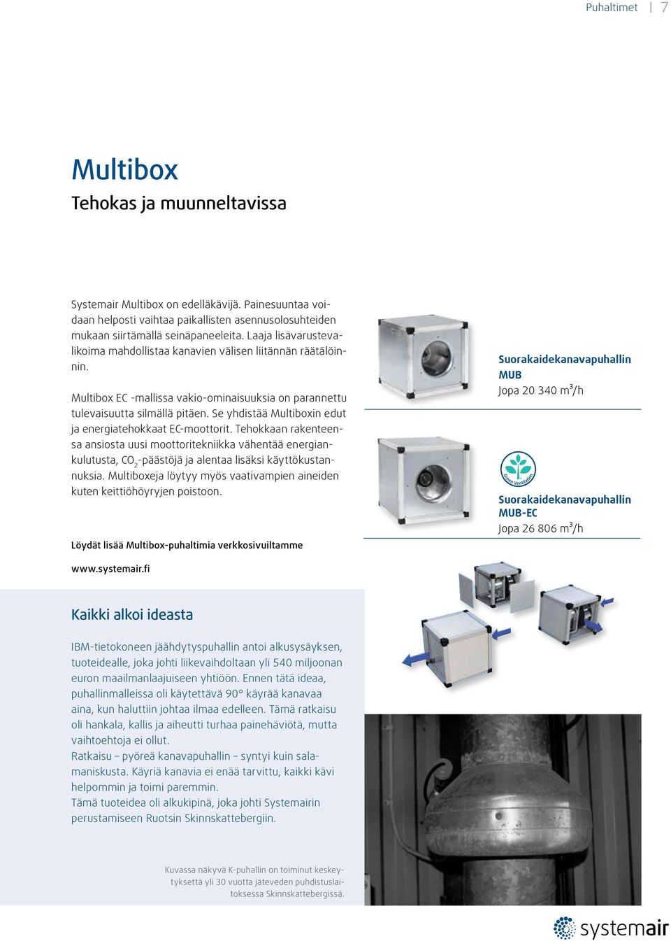 Se yhdistää Multiboxin edut ja energiatehokkaat EC-moottorit. Tehokkaan rakenteensa ansiosta uusi moottoritekniikka vähentää energiankulutusta, CO 2 -päästöjä ja alentaa lisäksi käyttökustannuksia.