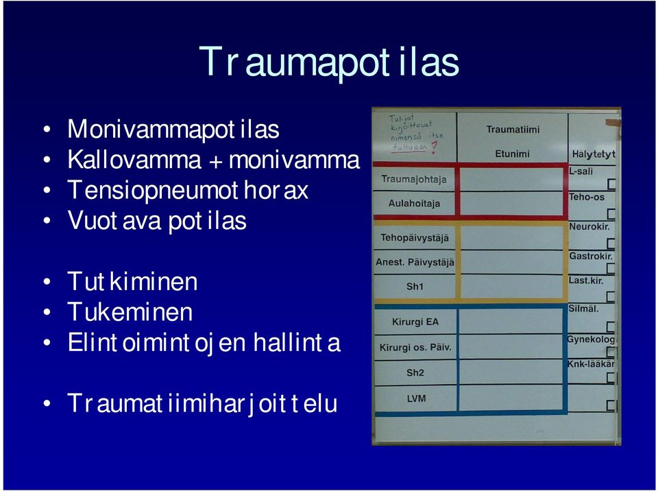 Tensiopneumothorax Vuotava potilas