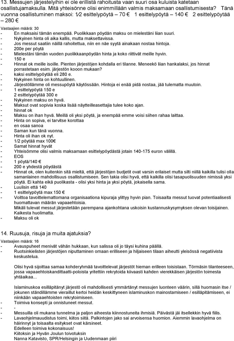 - Nykyinen hinta oli aika kallis, mutta maksettavissa. - Jos messut saatiin näillä rahoitettua, niin en näe syytä ainakaan nostaa hintoja.