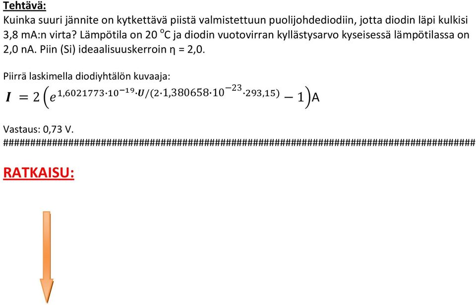 Piin (Si) ideaalisuuskerroin η = 2,0.