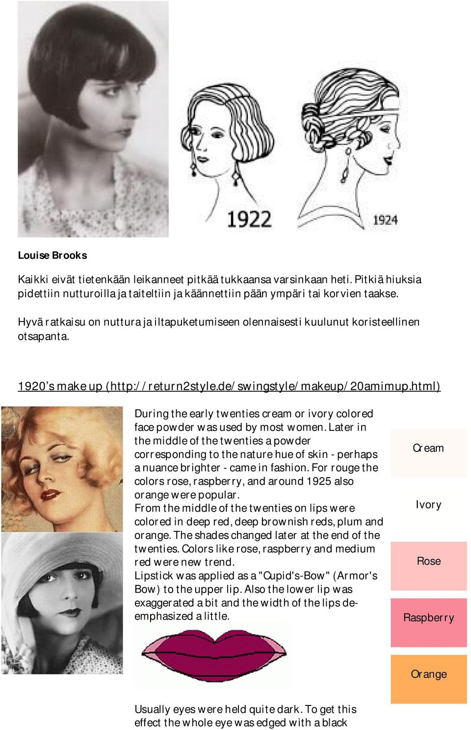 html) During the early twenties cream or ivory colored face powder was used by most women.