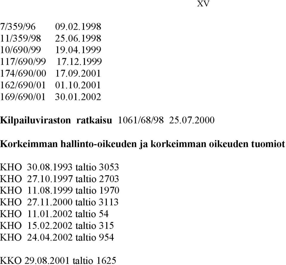 2000 Korkeimman hallinto-oikeuden ja korkeimman oikeuden tuomiot KHO 30.08.1993 taltio 3053 KHO 27.10.