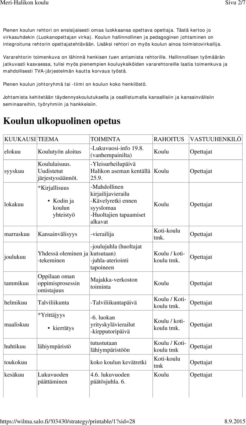 Vararehtorin toimenkuva on lähinnä henkisen tuen antamista rehtorille.