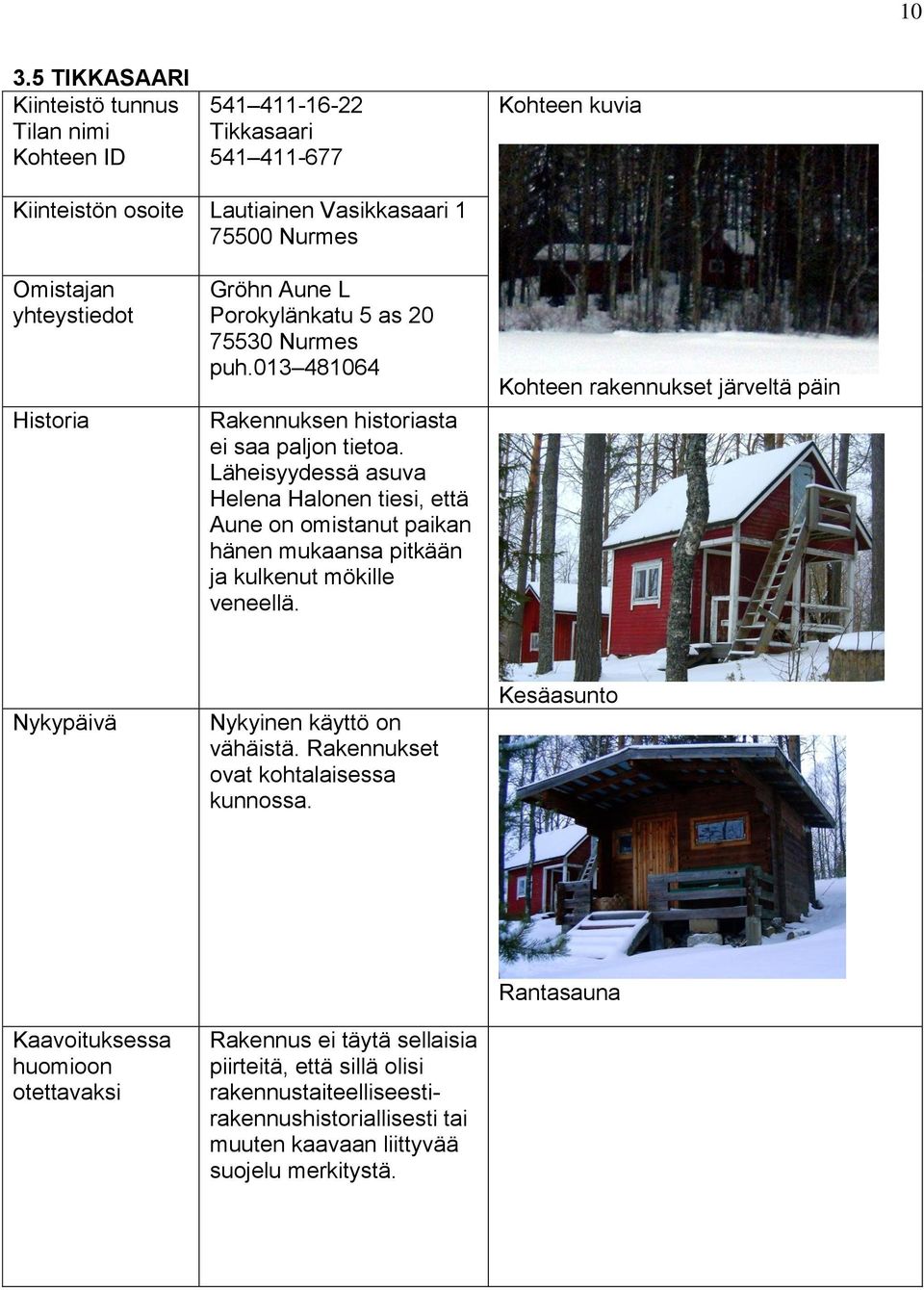 Läheisyydessä asuva Helena Halonen tiesi, että Aune on omistanut paikan hänen mukaansa pitkään ja kulkenut mökille veneellä.