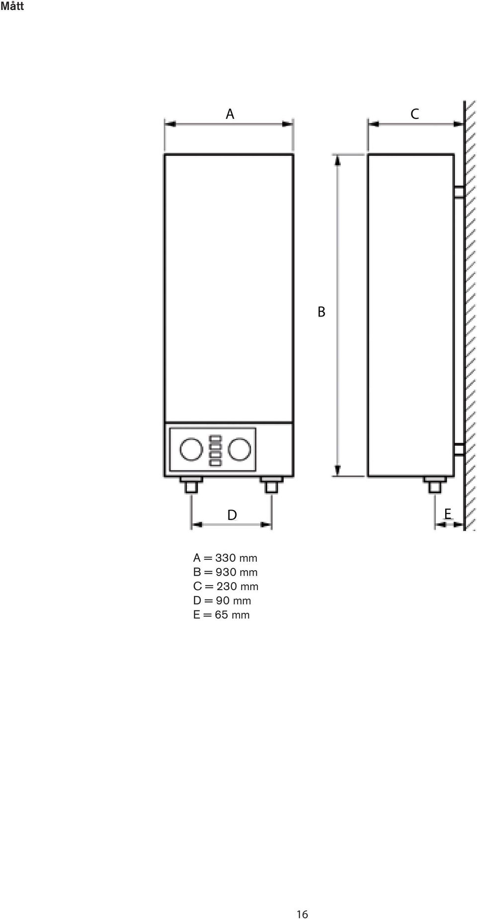 mm C = 230 mm D =