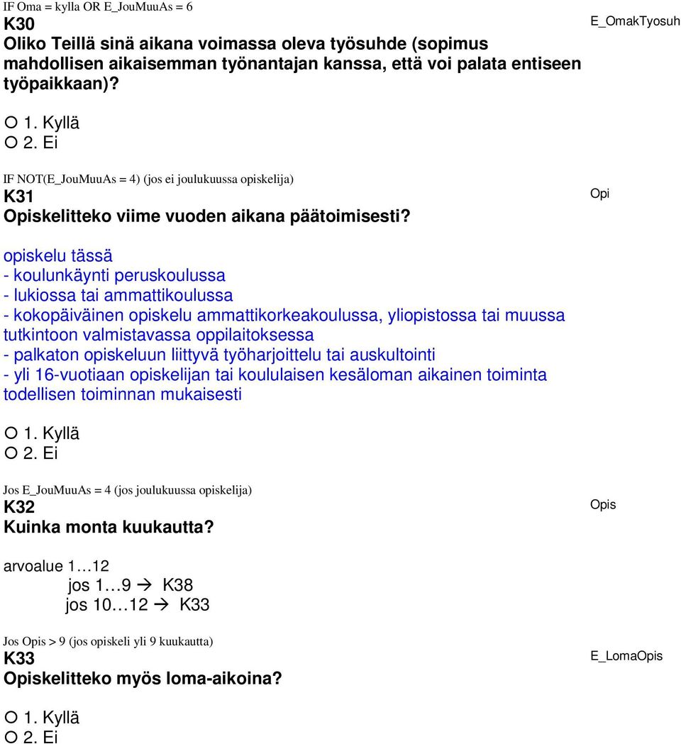 Opi opiskelu tässä - koulunkäynti peruskoulussa - lukiossa tai ammattikoulussa - kokopäiväinen opiskelu ammattikorkeakoulussa, yliopistossa tai muussa tutkintoon valmistavassa oppilaitoksessa -