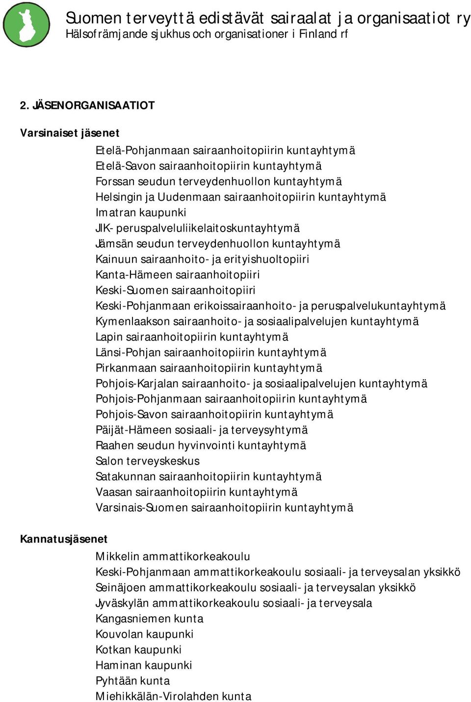 sairaanhoitopiiri Keski-Suomen sairaanhoitopiiri Keski-Pohjanmaan erikoissairaanhoito- ja peruspalvelukuntayhtymä Kymenlaakson sairaanhoito- ja sosiaalipalvelujen kuntayhtymä Lapin sairaanhoitopiirin